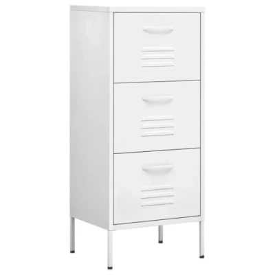 Image of vidaXL Storage Cabinet, Adjustable Height, Fully Extendable Drawers, Functional Home Decor Piece, White, Steel, 42.5x35x101.5 cm