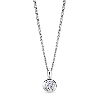 Image of OROVI Solitaire Necklace Cubic Zirconia Gem Sterling Silver Chain for Women (Jewellery Set)