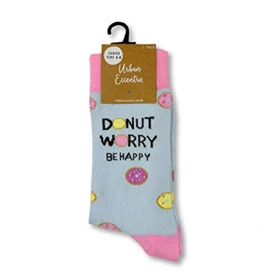 Image of Urban Eccentric Unisex Donut Worry Socks Gift 1 Pair Cotton Rich Premium Novelty Gifts