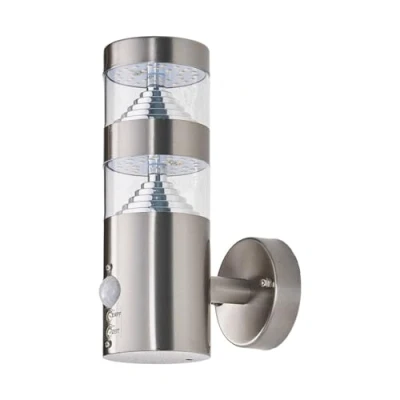 Image of LED Outdoor Wall Light &#039;Lanea&#039; with Motion Detector (Modern) in Silver Made of Stainless Steel (1 Source,) from Lindby lamp for Exterior/Interior Walls, House, Terrace und Balcony