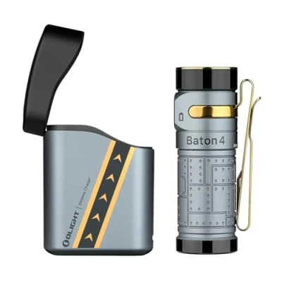 Image of OLIGHT Baton4 Kit 1,300 Lumens EDC Rechargeable LED Torch,High Pocket Flashlight with Charging Case and Smart Indicator for Outdoors, Indoors Emergency(Fighter Pilot)