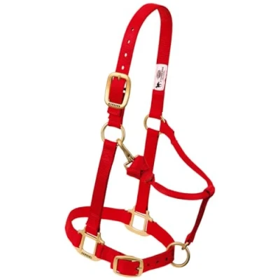 Image of Weaver Leather Original Adjustable Nylon Horse Halter, Yearling, Red