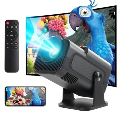 Image of Mini Projector,HY320 Portable Projector, 4K 200 ANSI Smart Projector with Android 11.0,Wifi 6 and Bluetooth 5, Auto Keystone Correction,30&quot; 130&quot; Screen,180Rotatable,Home Theater