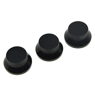 Image of KAISH 3pcs Black Metal Bell Knobs Push On ST Strat Guitar Top Hat Knob for 5.8mm Split Shafts