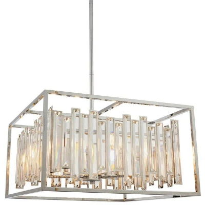 Image of Acadia 6 Light Ceiling Pendant Chrome Plate &amp; Clear Crystal Glass, E14