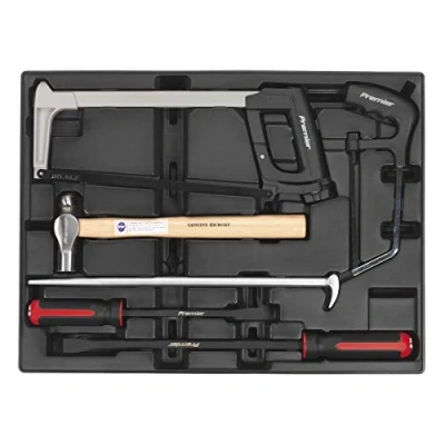 Image of Sealey Premier Tool Tray with Pry Bar, Hammer &amp; Hacksaw Set 6pc