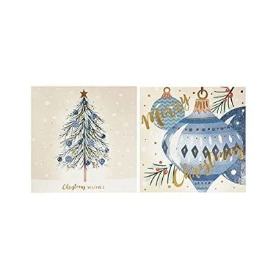 Image of Box of 10 Blue Tree Baubles Marie Curie Charity Christmas Cards In 2 Designs