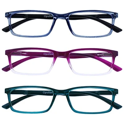 Image of OPULIZE See 3 Pack Blue Light Blocking Glasses Purple Turquoise Computer Anti Glare Unisex BBB9 35Q +0.00
