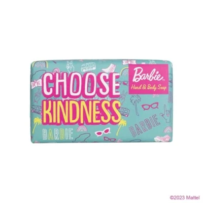 Image of The English Soap Company Barbie™ Choose Kindness Bar, Luxury Rhubarb Shea Butter Moisturising Bar for Face and Body, Punch Scent 190g
