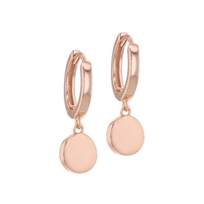 Image of Tuscany Silver Women&#039;s Sterling Rose Gold Plated 7mm x 22.5mm Disc and Hoop Creole Earrings