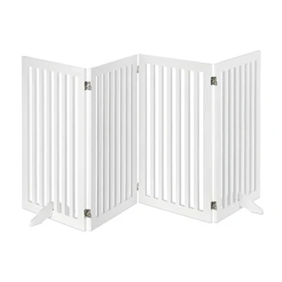 Image of Relaxdays Wooden Safety Barrier, Adjustable Gate for Dogs &amp; Children, Fireplace Oven, 91.5x204.5 cm, White, MDF boards, 91.5 x 204.5 30 10027513_1089