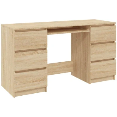 Image of vidaXL Writing Desk Sonoma Oak 140x50x77 cm Engineered Wood