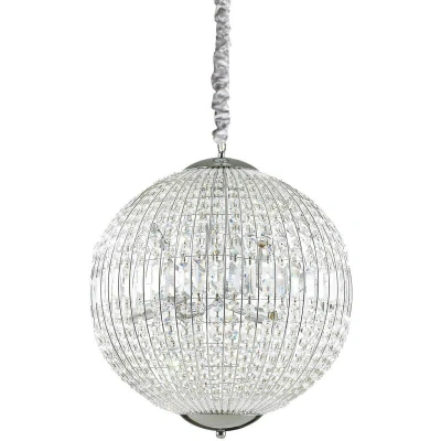 Image of Luxor 8 Light Medium Ceiling Pendant Chrome with Crystals, G9