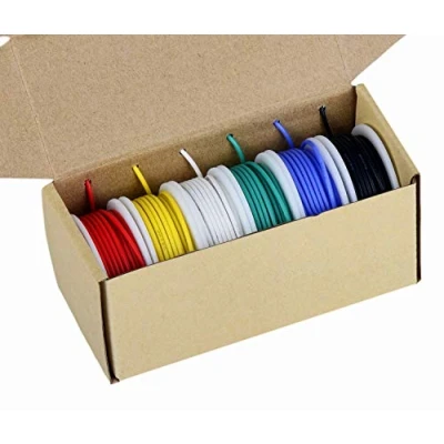 Image of TUOFENG 20 AWG Electrical Wire Kit, Colored 0.52mm² Flexible Silicone Wire(6 Different 7 Meter spools) 600V Insulated High Temperature Resistance
