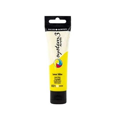 Image of Daler Rowney System3 Acrylic Paint, Plastic Tube, 2oz 59 ml, Lemon Yellow