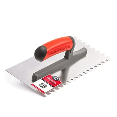 Image of COMENSAL Notched Tiling Trowel 0.3&quot; Plastering Stainless Steel Non Slip Soft Grip Made in EU TD 8x8 mm