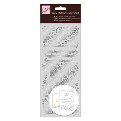 Image of Anitas Outline Stickers, Verses, Get Well, Silver, For Scrapbooking, Card Making, Kids Play, Homework, Art, Craft, Embelish, Decorative, Paper, Card, Glass, Metal, Plastic, Foam