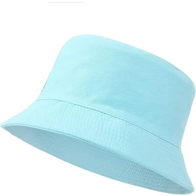 Image of ARG 100% Cotton Bucket Hat Unisex Sun Hats Plain Colors Fisherman Summer for Men Women (Sky Blue)