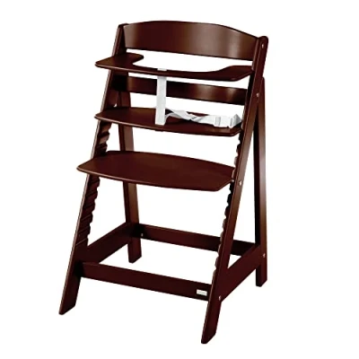Image of roba 2 in 1 Wooden Grow Along High Chair Sit up Flex Adjustable Height from 6 Months to 70 kg Anti Tipping Baby with Smooth Surface Brown