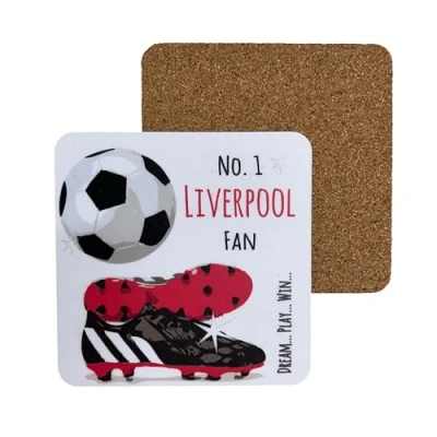 Image of Liverpool The Reds Football Club FC Happy Fan COASTER DRINK MAT by WHITE COTTON CARDS (C FN7)