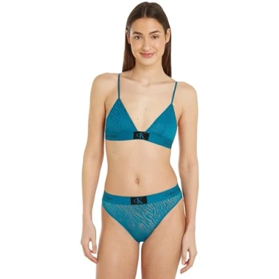 Image of Calvin Klein Women&#039;s High Waist Bikini 000qf7379e Panties, Green (Ocean Depths), XS