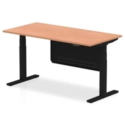 Image of Air 1600x800 Height Adjustable Desk Beech Black Leg Modesty Panel