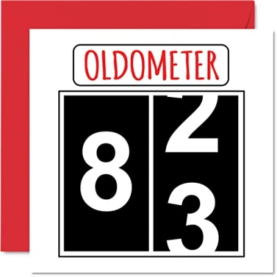 Image of Fun 83rd Birthday Cards for Men Woman Oldometer Happy Card Dad Mum Great Grandad Grandpa Nanny Grandma Gran Uncle Auntie, 145mm x Greeting Cards,