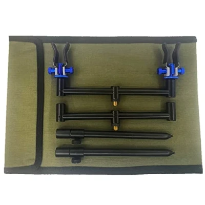 Image of Lidsters 2 ROD BUZZ BAR SET BLACK 20 30 CM BANK STICKS 20CM BARS CARP FISHING + BLUE ADJUSTABLE RESTS