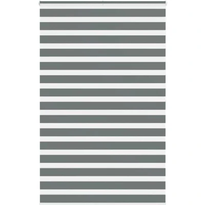 Image of vidaXL Zebra Blind Dark Grey 150x200 cm Fabric Width 145.9 Polyester