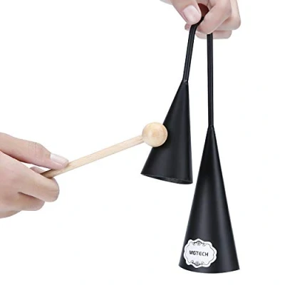 Image of Agogo Bell, Two Tone, Traditional Samba Percussion Instrument with Wooden Stick