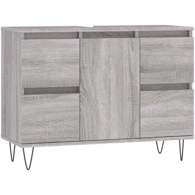 Image of vidaXL Bathroom Cabinet Grey Sonoma 80x33x60 cm Engineered Wood