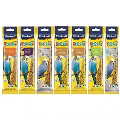 Image of WUNDAPETS VITA KRAFT KRACKER MIXED BUDGIE SEED STICKS BIRD TREATS HANGING CAGE SNACK 7 PACK