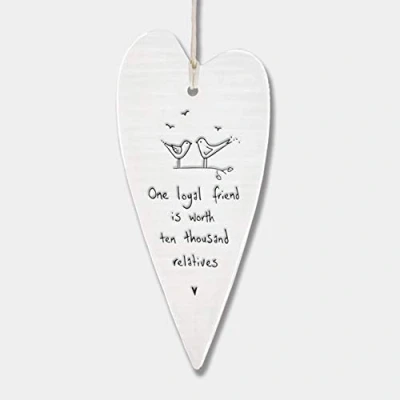 Image of East of India Wobbly White Porcelain Heart One Loyal Friend 13.7 x 6cm