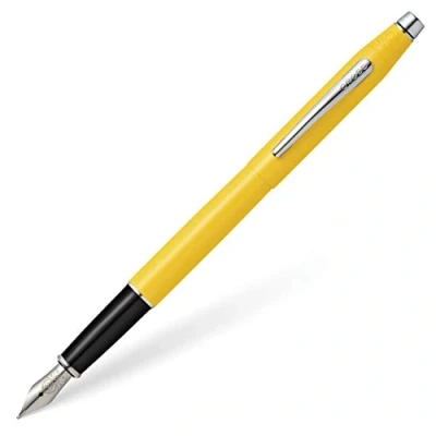 Image of CROSS Classic Century Sunrise Yellow Pearlescent Lacquer Fountain Pen with Polished Chrome Appointments