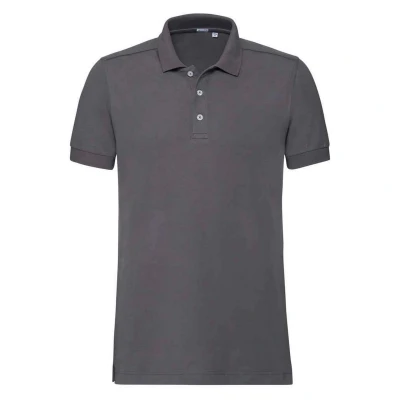 Image of Russell Athletic Mens Pique Stretch Polo Shirt (Convoy Grey) Dark Grey Size 3XL