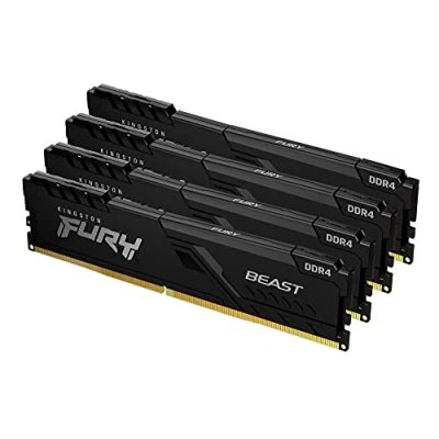 Image of Kingston FURY Beast 128GB (4x32GB) 3200MHz DDR4 CL16 Desktop Memory Kit of 4 KF432C16BBK4/128