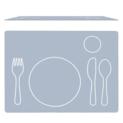 Image of Montessori Toddler Silicone Placemat, Non Slip, Easy to Clean, Dining Mat for Setting the Table, Practical Life, Eco friendly, Grey Kids House