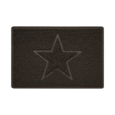 Image of Nicoman Star Embossed Shape Entrance Door Mat Dirt Trapper Jet Washable Doormat Drainage Outdoor Use Only (Small, Brown, 60 x 40cm)