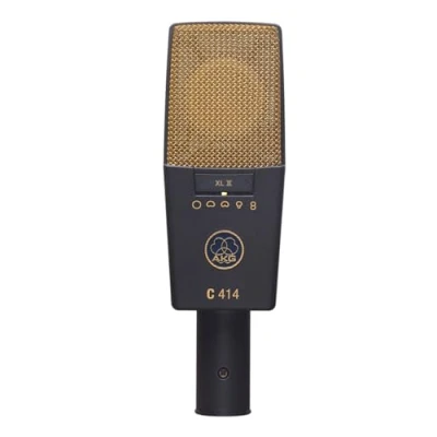 Image of AKG C414 XLII Reference Multipattern Condenser Microphone, Highly Versatile, For Live sound and Studio installations Black &amp; Gold