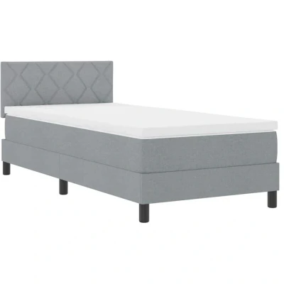 Image of vidaXL Box Spring Bed with Mattress &amp; LED Light Grey 100x200 cm Fabric
