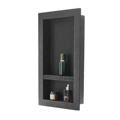 Image of VEVOR Shower Niche, 16 x 28 4 inch Recessed Wall Niche with Movable Divider Shelf, Modern Soap &amp; Shampoo Storage Organizer, Square Corners, Sealed Waterproof Design, Black for Bathroom