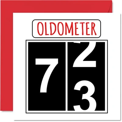 Image of Fun 73rd Birthday Cards for Men Woman Oldometer Happy Card Dad Mum Great Grandad Grandpa Nanny Grandma Gran Uncle Auntie, 145mm x Greeting Cards,