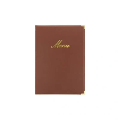 Image of Securit Classic leather style menu holder (1 double insert included, which displays 4x A4) A4