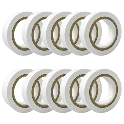 Image of YTBUBOR 10 Rolls 17mm x 9m White Insulating Tape PVC Sealing Duct Repair Electrical Adhesive Gaffer