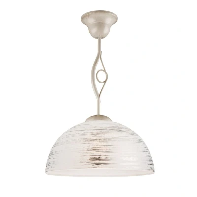 Image of Emilio Dome Pendant Ceiling Lights With Glass Shade, White, 1x E27