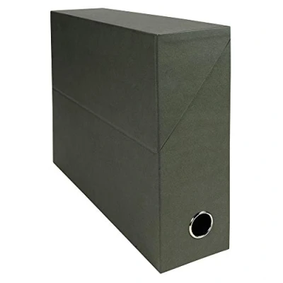 Image of Exacompta Ref 83133E Economic Transfer Boxes 250 x 330 90mm in Size, Metal Reinforced Spine, Suitable for A4 Documents, Hinged Lid Dark Green