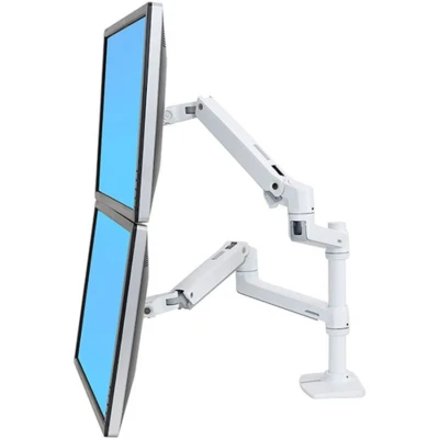 Image of Ergotron LX Dual Side by Arm Mounting kit (desk clamp mount, pole, extension brackets, 2 monitor arms) for LCD displays aluminium matte black screen size: up to 27&quot; desktop