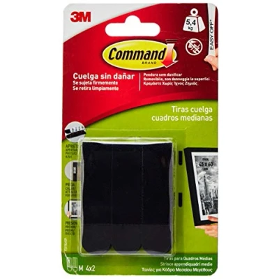 Image of Command 17201BLK Pack of 4 Strips for Medium Sized Pictures, Black