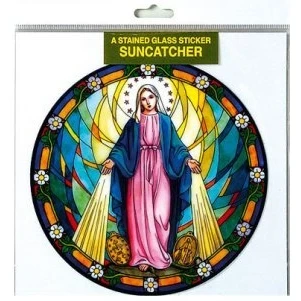 Image of Miraculous Sun Catcher Tiffany Style Glass Window Sticker + Prayer Card.