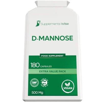Image of D Mannose Capsules 500mg x 180 Cystitis Treatment for Women and Men Urinary Tract, UTI Bladder Support 1500mg Dmannose Powder Per Serving Water Infection Relief